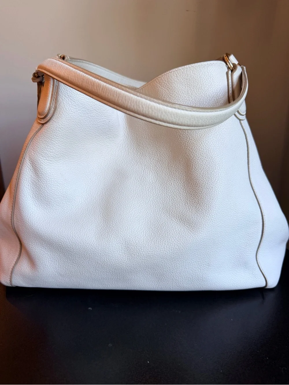 Coach Edie 31 Chalk White Pebbled Leather Shoulder Bag with Gold Hardware